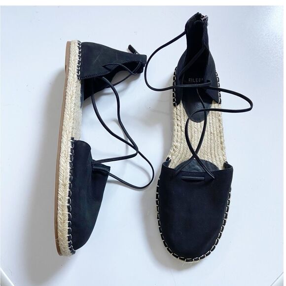 Eileen Fisher Tumbled Leather D’Orsay Flat Espadrille Sandal size 10 - Picture 2 of 12